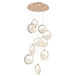 Lustra Led HubRom, GEYIK Auriu 5010-2153-83 65x65xHmax200 cm 3200 K Lumina Neutra