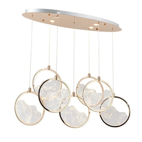 Lustra Led HubRom, GEYIK Auriu 5407-2153-83 90x30xHmax100 cm 3200 K Lumina Neutra