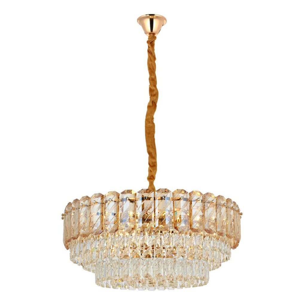 Lustra Cristal HubRom, HAZAR 5060-6209-54 60x60xHmax90 cm 12xE14-40W Auriu