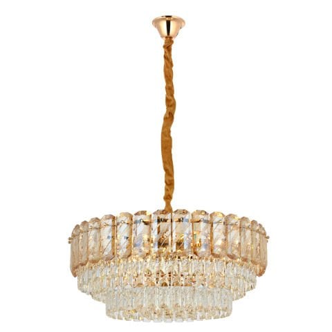 Lustra Cristal HubRom, HAZAR 5060-6209-54 60x60xHmax90 cm 12xE14-40W Auriu