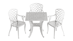 Set Mobilier Gradina HubRom, 1xMasa Patrata(75x75x72), 3xScaun HITIT(43x42x50x92) Alb