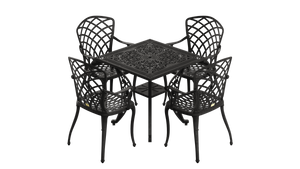 Set Mobilier Gradina HubRom, 1xMasa Patrata(75x75x72), 4xScaun HITIT(43x42x50x92) Negru