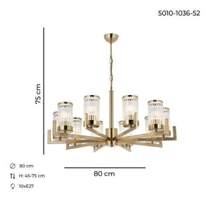 Lustra HubRom, INTERCE 5010-1036-52 80x80xHmax75 cm 10xE27-60W Lak Antiq