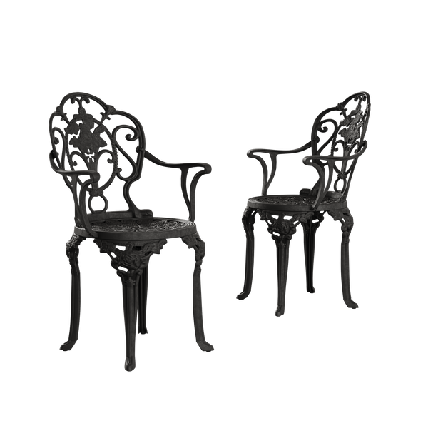 Set Mobilier Gradina HubRom, 1xMasa Rotunda(60x72), 2xScaun ISPARTA(43x42x50x92) Negru