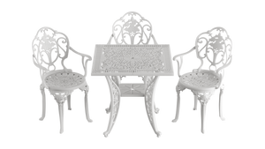 Set Mobilier Gradina HubRom, 1xMasa Patrata(75x75x72), 3xScaun ISPARTA(43x42x50x92) Alb