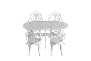 Set Mobilier Gradina HubRom, 1xMasa Ovala(75x150x72), 4xScaun ISPARTA(43x42x50x92) Alb