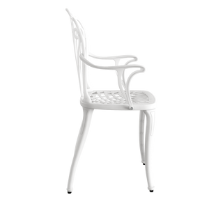 Set Mobilier Gradina HubRom, 1xMasa Ovala(75x150x72), 6xScaun ISTANBUL(43x42x50x91) Alb