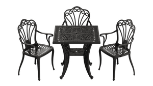 Set Mobilier Gradina HubRom, 1xMasa Patrata(75x75x72), 3xScaun ISTANBUL(43x42x50x91) Negru