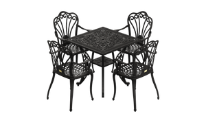 Set Mobilier Gradina HubRom, 1xMasa Patrata(75x75x72), 4xScaun ISTANBUL(43x42x50x91) Negru