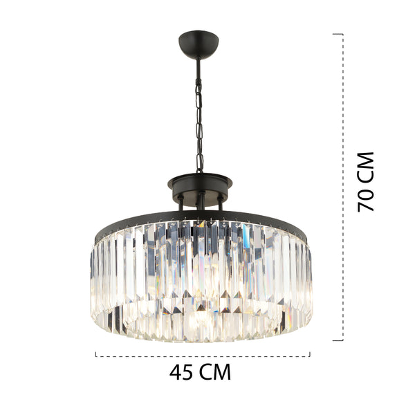 Lustra Cristal HubRom, KANVAS 3450-08-BL 45x70 cm 8xE14-40W Negru