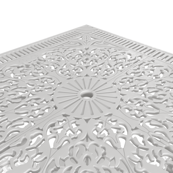 Set Mobilier Gradina HubRom, 1xMasa Patrata(75x75x72), 4xScaun CUNDA(43x42x50x91) Alb