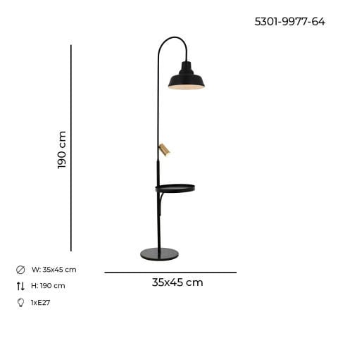Lampadar HubRom, TEPSILI 5301-9988-52 35x45xHmax190 cm 1xE27-60W Negru