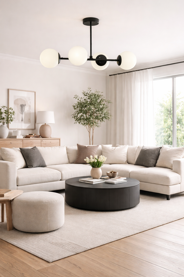 Lustra HubRom, LEMA 3582-04-BL 85x60 cm 4xE27-60W Negru