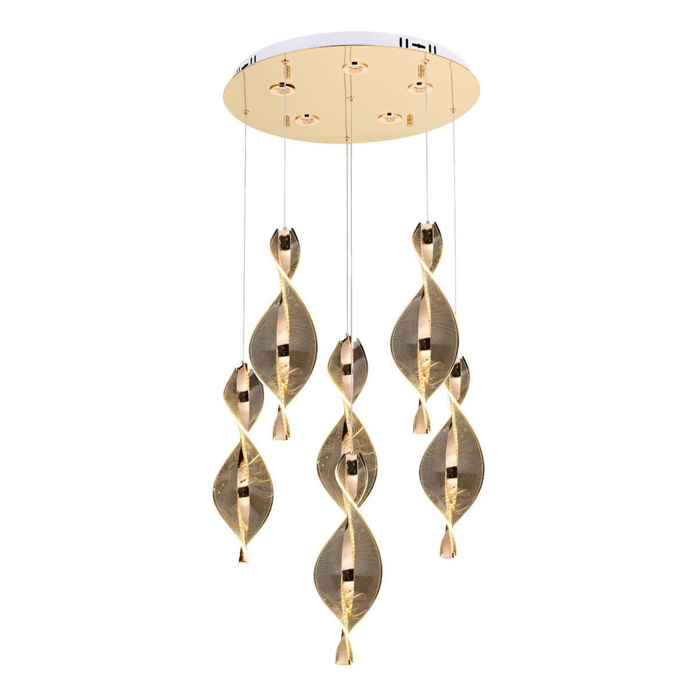 Lustra Led HubRom, LIKYA Auriu 5006-6100-83 50x50xHmax150 cm 3200 K Lumina Calda,Rece,Neutra