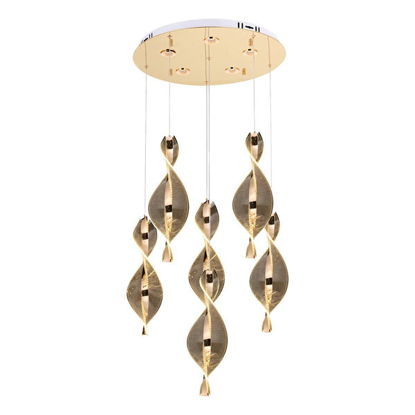 Lustra Led HubRom, LIKYA Auriu 5006-6100-83 50x50xHmax150 cm 3200 K Lumina Calda,Rece,Neutra