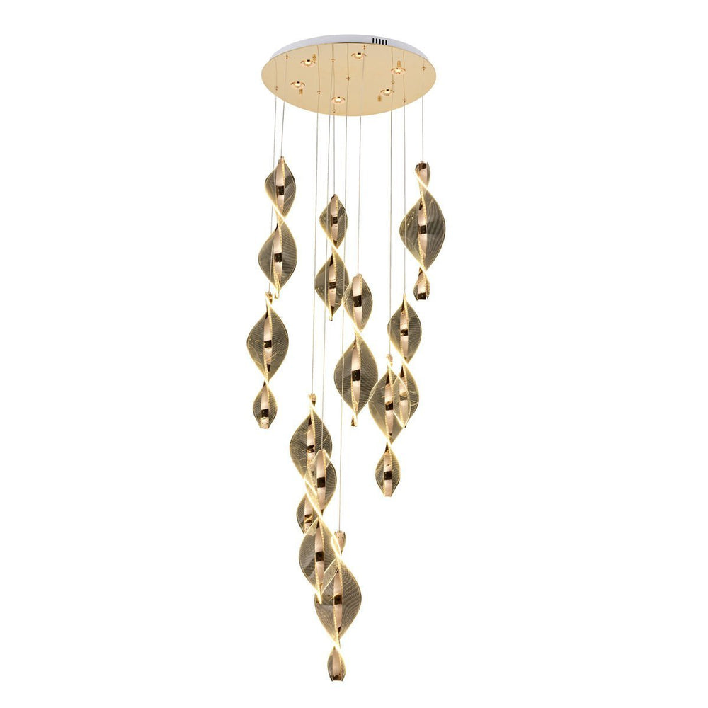 Lustra Led HubRom, LIKYA Auriu 5010-6100-83 60x60xHmax300 cm 3200 K Lumina Calda,Rece,Neutra