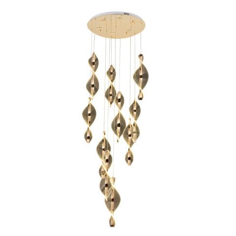 Lustra Led HubRom, LIKYA Auriu 5010-6100-83 60x60xHmax300 cm 3200 K Lumina Calda,Rece,Neutra