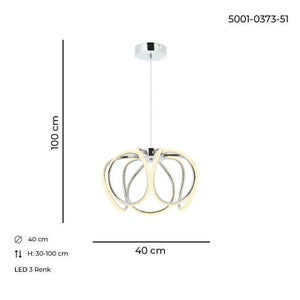 Lustra Led HubRom, LINA Crom 5001-0383-51 40x30xHmax100 cm Lumina Calda,Rece,Neutra