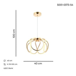 Lustra Led HubRom, LINA Auriu 5001-0383-54 40x30xHmax100 cm Lumina Calda,Rece,Neutra