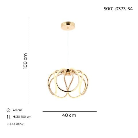 Lustra Led HubRom, LINA Auriu 5001-0383-54 40x30xHmax100 cm Lumina Calda,Rece,Neutra