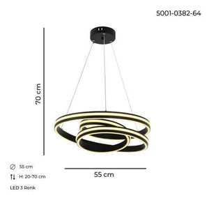 Lustra Led HubRom, LIVIA Negru 5001-0382-64 55x55xHmax70 cm Lumina Calda,Rece,Neutra