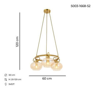 Lustra HubRom, LONDON 5003-1668-52 60x60xHmax120 cm 3xE27-60W Antiq