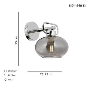 Aplica HubRom, LONDON 5101-1668-51 25x25xHmax25 cm 1xE27-60W Crom