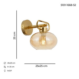 Aplica HubRom, LONDON 5101-1668-52 25x25xHmax25 cm 1xE27-60W Antiq