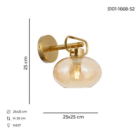 Aplica HubRom, LONDON 5101-1668-52 25x25xHmax25 cm 1xE27-60W Antiq