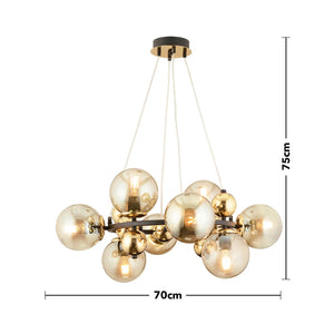 Lustra HubRom, LORENTO 3825-07-BL-GD 70x75 cm 8xE27-60W Negru / Auriu