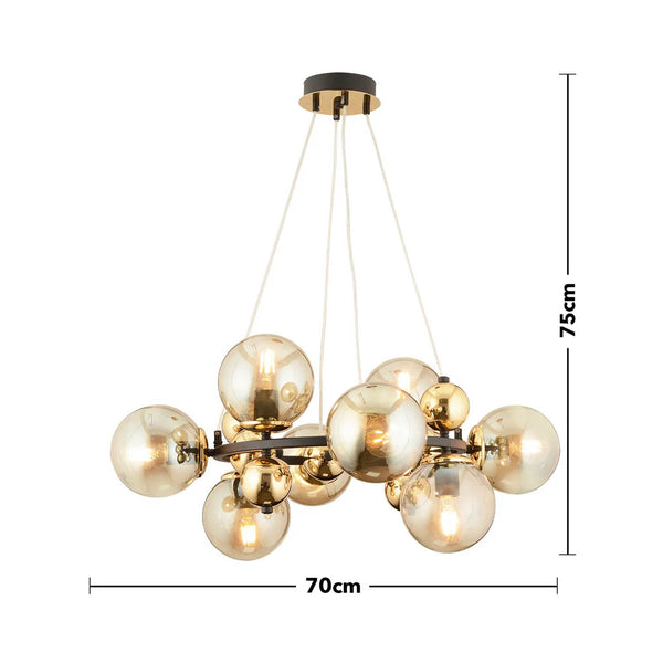 Lustra HubRom, LORENTO 3825-07-BL-GD 70x75 cm 8xE27-60W Negru / Auriu