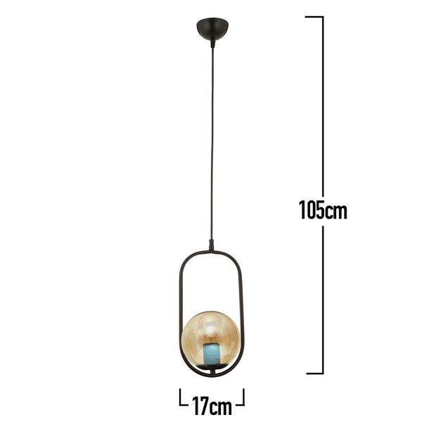 Lustra HubRom, LORIN 3537-01-01-BL 17x100 cm 1xE27-60W Negru