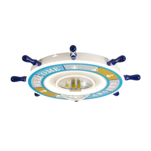 Plafonieara Led HubRom, LOUI, cu model cârmă de navă pentru camera copiilor 8027-01 66x14,5 cm Alb /Albastru