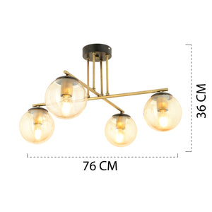 Plafonieara HubRom,  MALI 3448-04-FR 65x36 cm 4xE27-60W Antiq