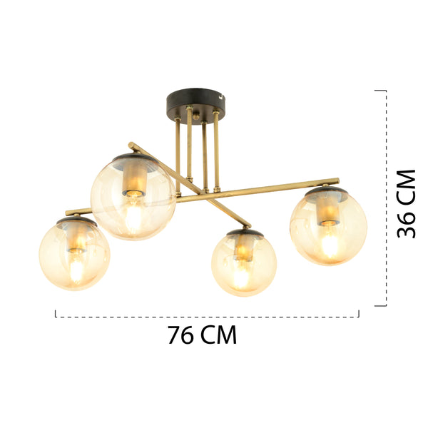 Plafonieara HubRom,  MALI 3448-04-FR 65x36 cm 4xE27-60W Antiq