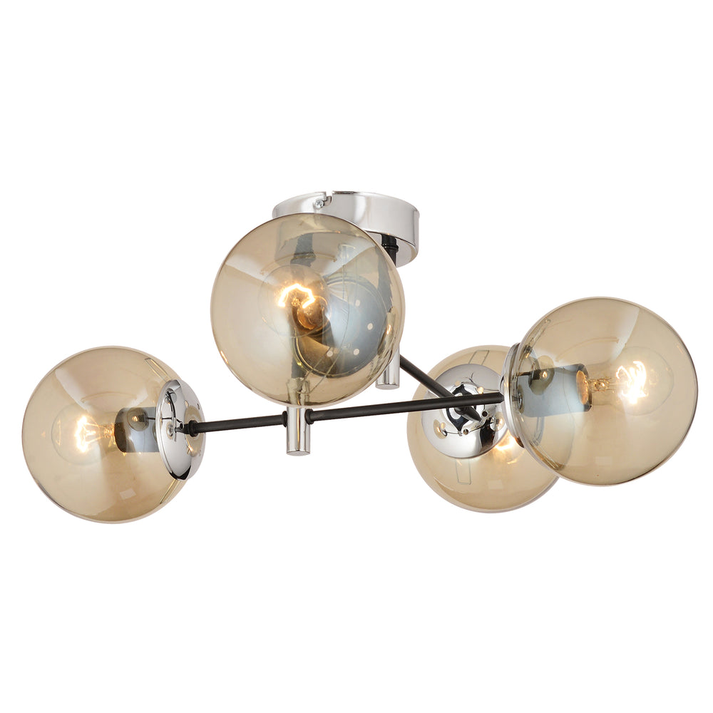 Plafonieara HubRom, MARAL 3548-04-CH 70x35 cm 4xE27-60W Negru / Crom