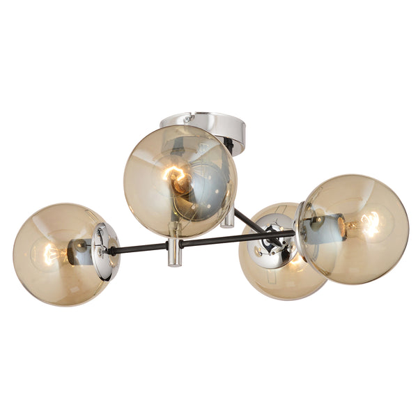 Plafonieara HubRom, MARAL 3548-04-CH 70x35 cm 4xE27-60W Negru / Crom