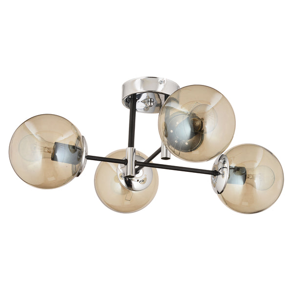 Plafonieara HubRom, MARAL 3548-04-CH 70x35 cm 4xE27-60W Negru / Crom