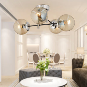 Plafonieara HubRom, MARAL 3548-04-CH 70x35 cm 4xE27-60W Negru / Crom