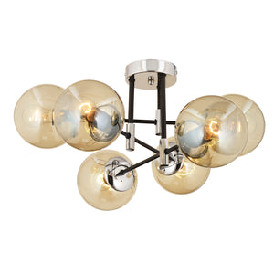 Plafonieara HubRom, MARAL 3548-06-CH 70x35 cm 6xE27-60W Negru / Crom