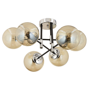 Plafonieara HubRom, MARAL 3548-06-CH 70x35 cm 6xE27-60W Negru / Crom