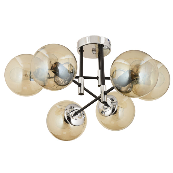 Plafonieara HubRom, MARAL 3548-06-CH 70x35 cm 6xE27-60W Negru / Crom