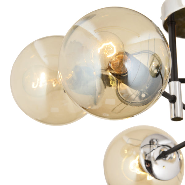 Plafonieara HubRom, MARAL 3548-06-CH 70x35 cm 6xE27-60W Negru / Crom