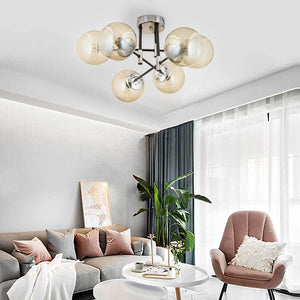 Plafonieara HubRom, MARAL 3548-06-CH 70x35 cm 6xE27-60W Negru / Crom