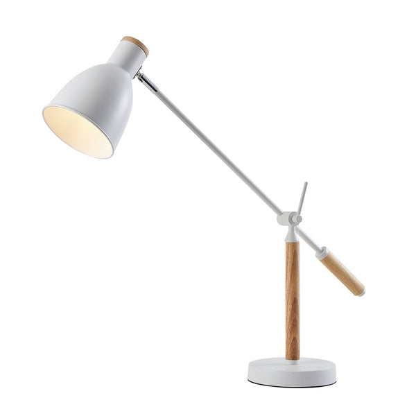Veioza HubRom, MARMO Lampa de birou 4082-01-WH 44x63 cm 1xE27-60W Alb / Lemn