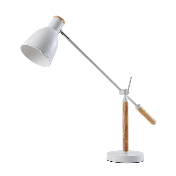 Veioza HubRom, MARMO Lampa de birou 4082-01-WH 44x63 cm 1xE27-60W Alb / Lemn