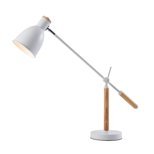 Veioza HubRom, MARMO Lampa de birou 4082-01-WH 44x63 cm 1xE27-60W Alb / Lemn