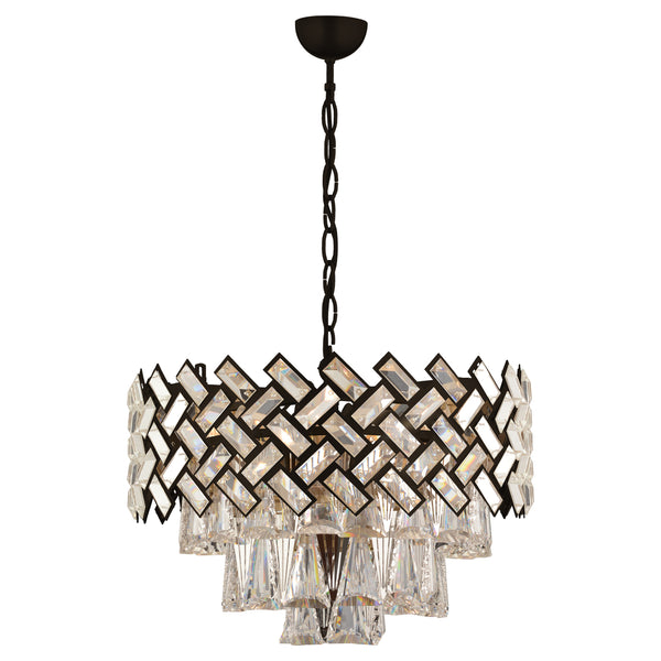 Lustra Cristal HubRom, MELINA 3854-06-BL 53x70 cm 10xE14-40W Antiq / Negru