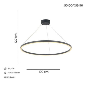 Lustra Led HubRom, MERA Antracit 50100-1215-96 100x100xHmax100-120 cm Lumina Calda,Rece,Neutra