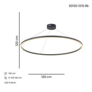 Lustra Led HubRom, MERA Antracit 50120-1215-96 120x120xHmax100-120 cm Lumina Calda,Rece,Neutra